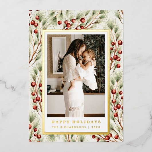 Carte de Noël Festive Bordure Dorée (Recto)