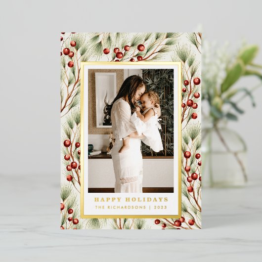 Carte de Noël Festive Bordure Dorée (Debout devant)