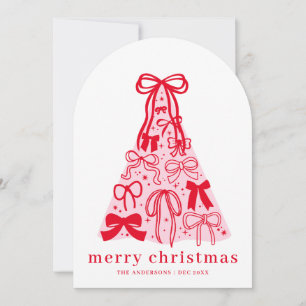 Carte de Noël festive Coquette Rose Rouge