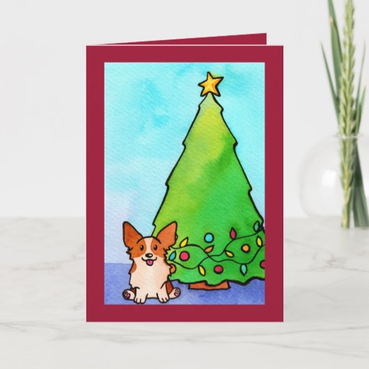Carte de Noël Festive Corgi Decorator (Devant)