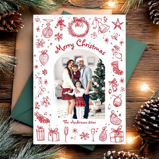 Carte de Noël festive dessinée à la main