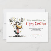 Carte de Noël festive et drôle de renne (Devant)