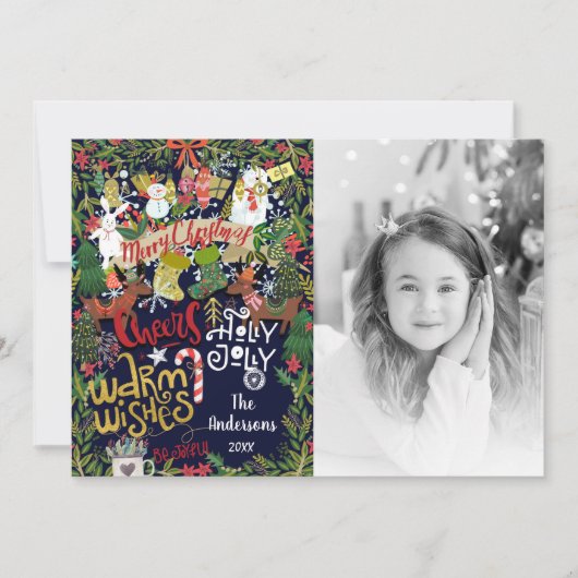 Carte de Noël festive et fantaisiste (Devant)