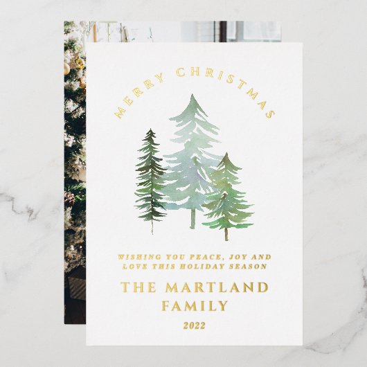 Carte de Noël festive forêt aquarelle (Recto/Verso)