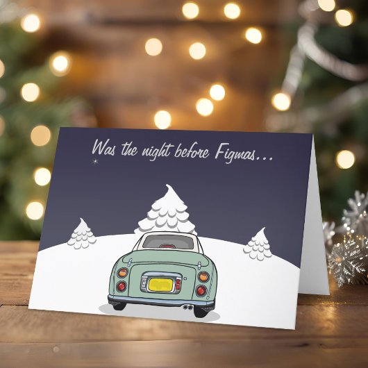 Carte de Noël Festive Green Figaro Car