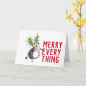 Carte de Noël festive Hérisson Fantaisie (Fleur jaune)