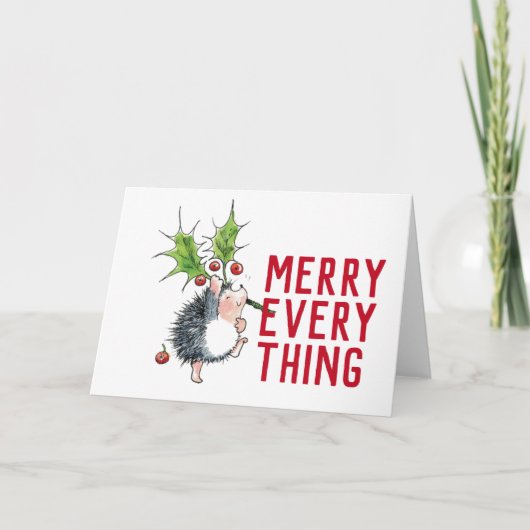 Carte de Noël festive Hérisson Fantaisie (Devant)