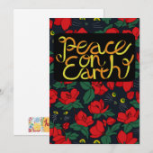 Carte de Noël Festive Paix sur Terre Chat (Devant / Derrière)