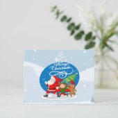 Carte de Noël Festive Père Noël et amis (Debout devant)