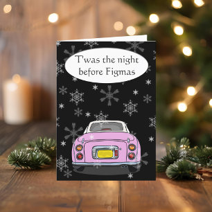 Carte de Noël Festive Pink Figaro Car