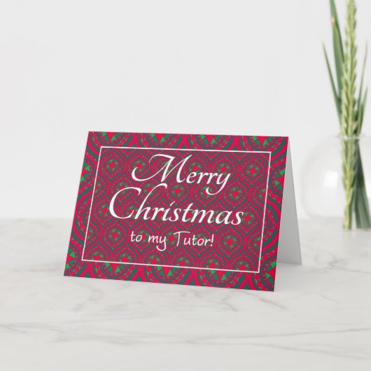 Carte de Noël festive pour Tutor Rouge Vert (Devant)