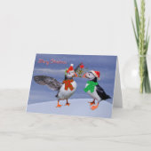 Carte de Noël Festive Puffins (Devant)