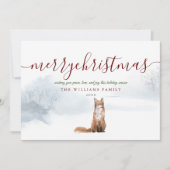 Carte de Noël festive renard d'hiver Script (Devant)