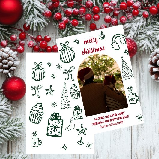 Carte de Noël festive rétro fantaisiste avec arche