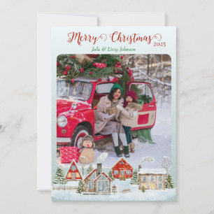 Carte de Noël Festive Village d'hiver