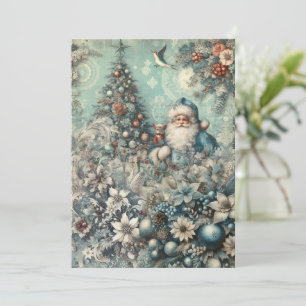 Carte de Noël festive vintage du Père Noël sans ph