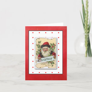 Carte de Noël Festive Vintage encadrée Père Noël