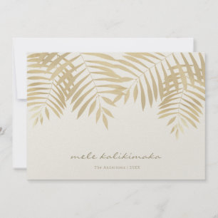 Carte de Noël Feuille Mele Kalikimaka Gold Palm