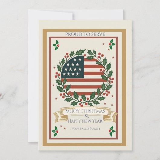 Carte de Noël Fière de Servir Militaire (Devant)