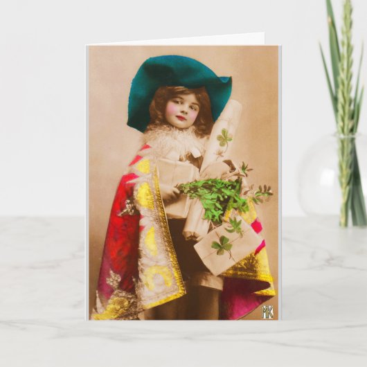 Carte de Noël Fille du Trèfle à Cape de Cadeau de  (Devant)