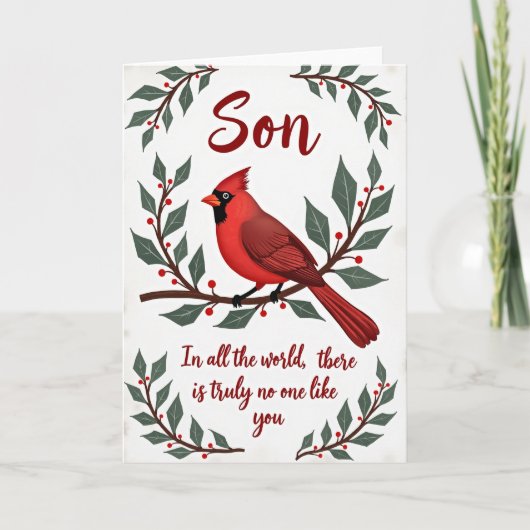 Carte de Noël Fils Vous Êtes Unique Cardinal (Devant)