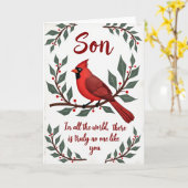 Carte de Noël Fils Vous Êtes Unique Cardinal (Fleur jaune)