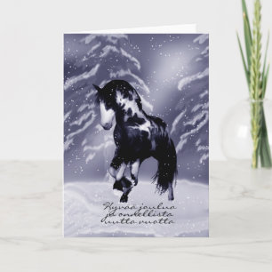 Carte de Noël finlandaise de cheval - peinture de