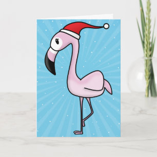 Carte de Noël Flamant rose Kawaii