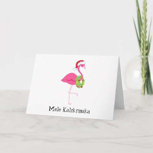 Carte de Noël Flamant rose rose Mele Kalikimaka (Devant)