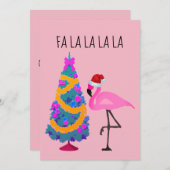 Carte de Noël Flamant rose Santa Hat (Devant / Derrière)