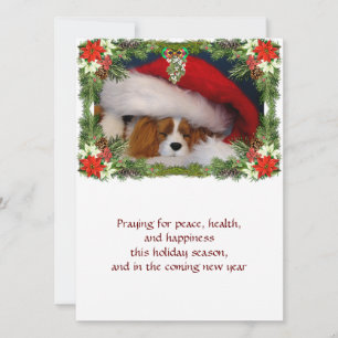 Carte de Noël Flat Cavalier King Charles Puppy