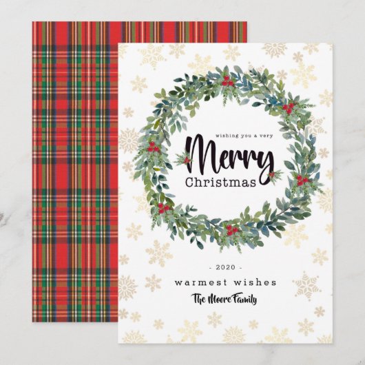 Carte de Noël Flat de neige doré (Devant / Derrière)