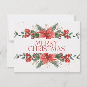 Carte de Noël Fleurie Rouge et Verte