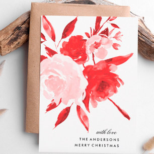 Carte de Noël Fleurs Rouges Roses sans Photo