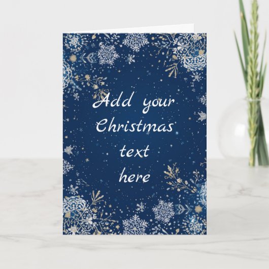Carte de Noël Flocon de Neige Blanche et Bleue (Devant)