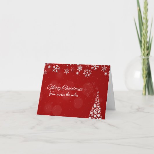Carte de Noël Flocon de Neige Rouge et Blanc - De (Devant)