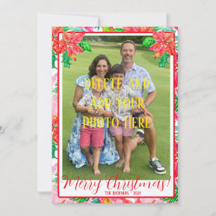 Carte de Noël Floral Poinsettia colorée