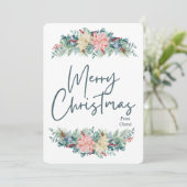 Carte de Noël Floral Watercolor (Debout devant)
