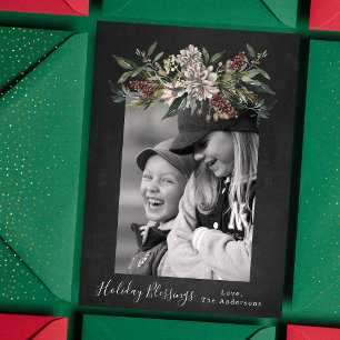 Carte de Noël florale à la craie vintage une photo