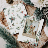 Carte de Noël florale à l'aquarelle pour des vacan