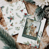 Carte de Noël florale aquarelle pour les vacances 