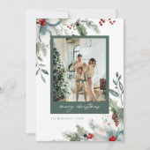 Carte de Noël florale aquarelle pour les vacances  (Devant)