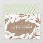 Carte de Noël florale aux pousses de Laurier (Devant / Derrière)