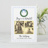 Carte de Noël Florale Bleue et Blanche (Debout devant)