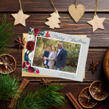 Carte de Noël florale de joyeux Noël en famille