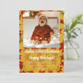 Carte de Noël florale dorée pour le premier Noël d (Debout devant)