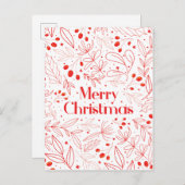 Carte de Noël florale élégante et confortable (Devant / Derrière)