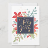 Carte de Noël florale Holly Jolly | Carte de vacan (Dos)