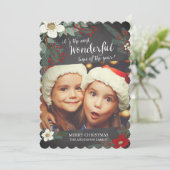 Carte de Noël Florale Merveilleuse sur Ardoise (Debout devant)