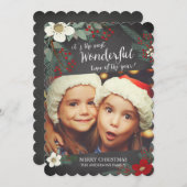 Carte de Noël Florale Merveilleuse sur Ardoise (Devant / Derrière)